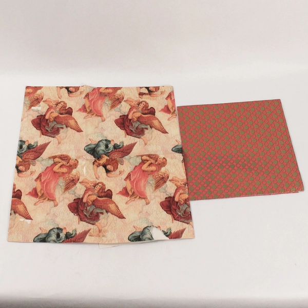 Lot of 4 Vintage Valentine & Christmas Wrapping Paper Retro Angels Hearts