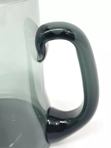 Smokey Green Glass Coffee Cup Mug with Handle Tapered Base 4.25" Tall Vintage