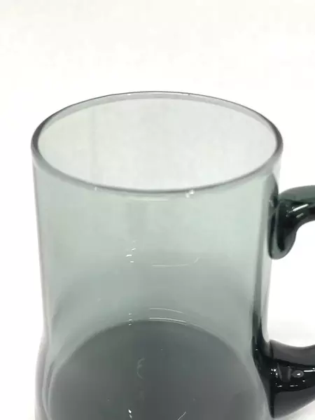 Smokey Green Glass Coffee Cup Mug with Handle Tapered Base 4.25" Tall Vintage