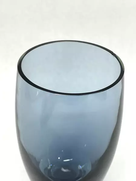 Heavy Base Blue Crystal Vase 7" Tapered Floral Planter Pre-Owned Chip Rim