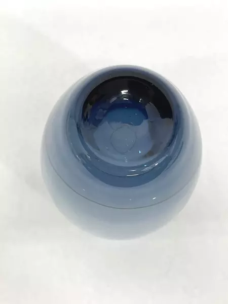 Heavy Base Blue Crystal Vase 7" Tapered Floral Planter Pre-Owned Chip Rim