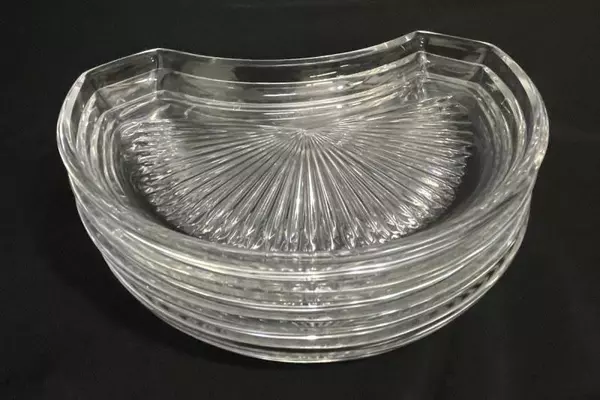 Set of 4 Vintage Starburst Glass Lazy Susan Trays Elegant Serveware