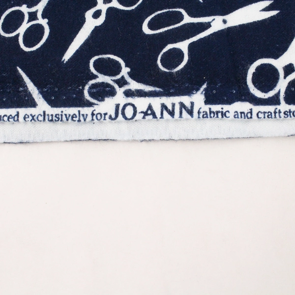 Joann Navy Blue White Scissors Flannel Fabric Panel 42"x18" Craft Sewing