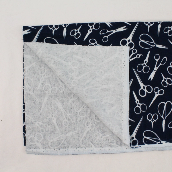 Joann Navy Blue White Scissors Flannel Fabric Panel 42"x18" Craft Sewing