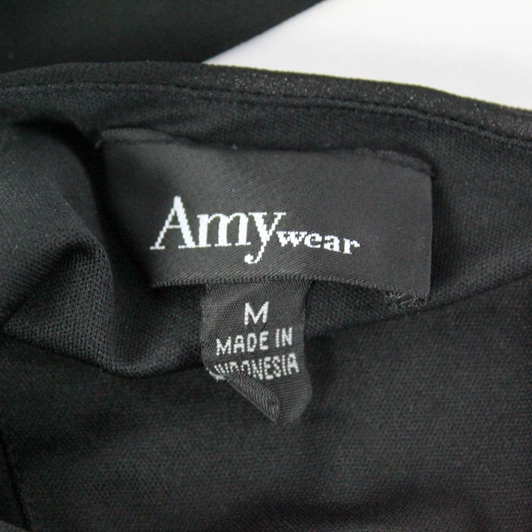 Amy Wear Women's Medium Black Cold Shoulder Chiffon Top Shirt Pre-Owned