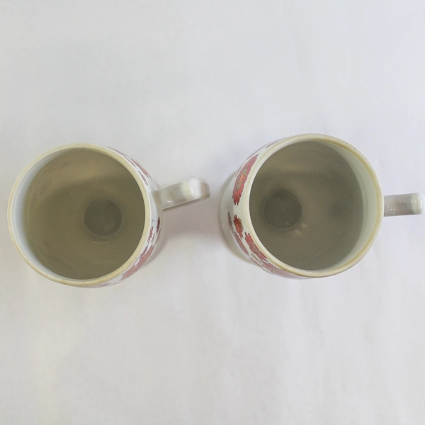 Set of 2 Royal Crown Arnart Retro Floral Pedestal Footed Mugs 70s Ceramic