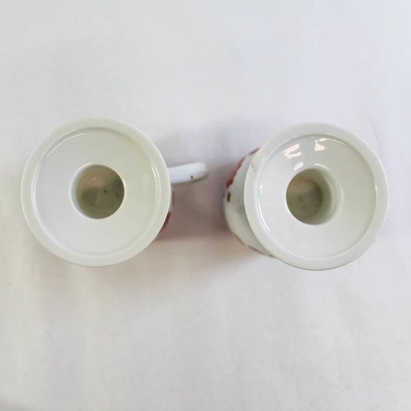 Set of 2 Royal Crown Arnart Retro Floral Pedestal Footed Mugs 70s Ceramic