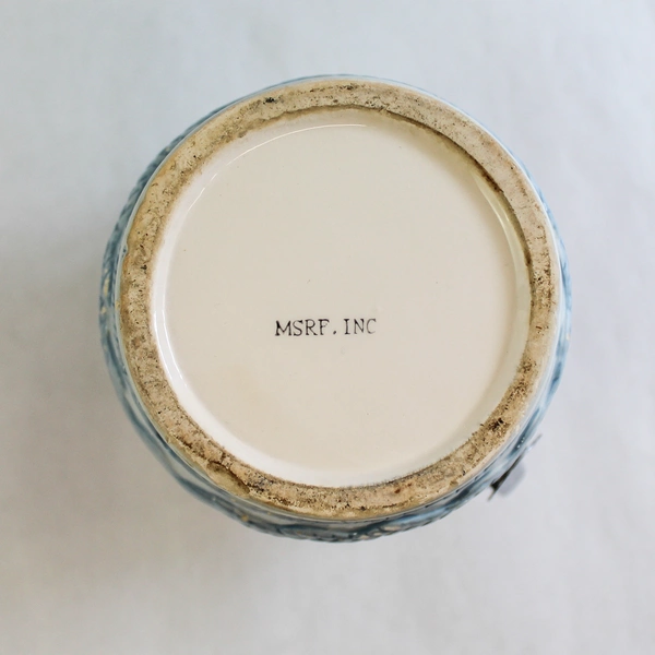 Vintage MSRF Inc Ceramic Fruit Canister Jar with Hinged Lid 6" Tall Cream