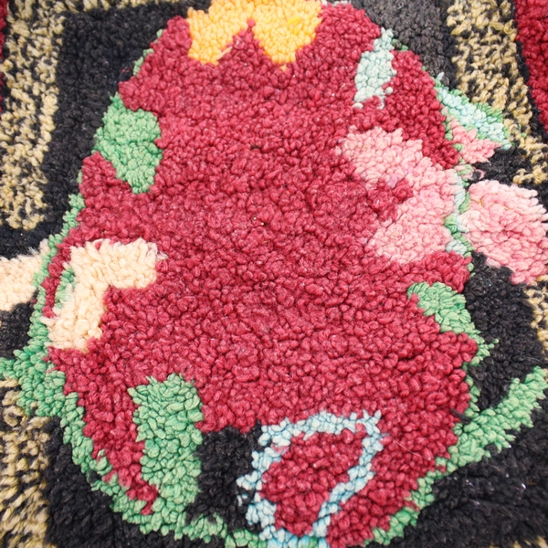 Vintage Handmade Cross Stitch Footstool Cover Decorative Collectible with Stains
