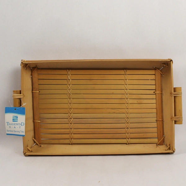 Tradewind Bay Rectangular Bamboo Serving Tray With Handles NWT Tropical Oriental