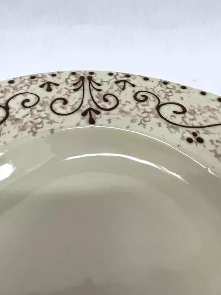 Sole Di Toscana Hand-Painted Italian Ceramic Oval Platter 16.5" Brown Scroll