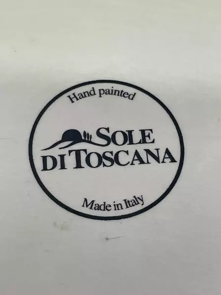 Sole Di Toscana Hand-Painted Italian Ceramic Oval Platter 16.5" Brown Scroll