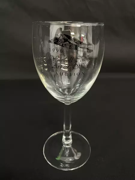 Lot of 3 Yamhill County Art & Wine Auction Crystal Wine Glasses 1995-1996