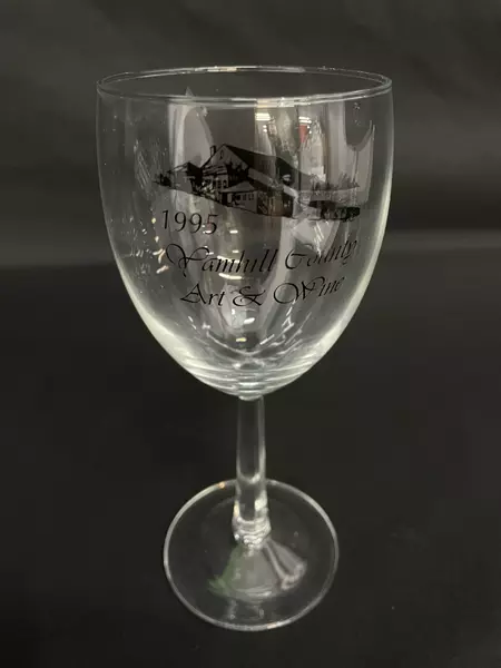 Lot of 3 Yamhill County Art & Wine Auction Crystal Wine Glasses 1995-1996