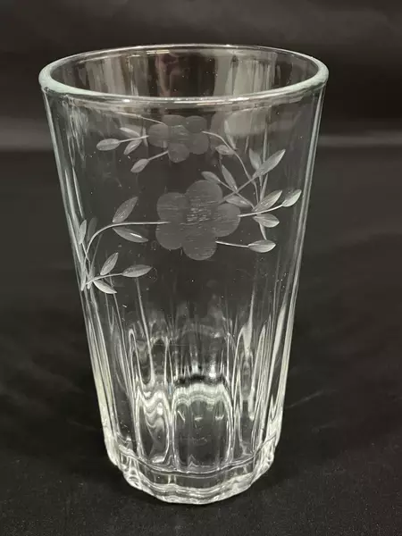 Lot of 3 Crisa Crystal Tumblers Etched Floral Design 5.5" Tall Glasses