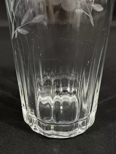 Lot of 3 Crisa Crystal Tumblers Etched Floral Design 5.5" Tall Glasses