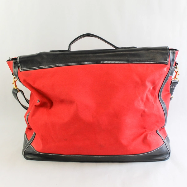 Elizabeth Arden Red Canvas Black Faux Leather Overnight Carry On Bag Luggage