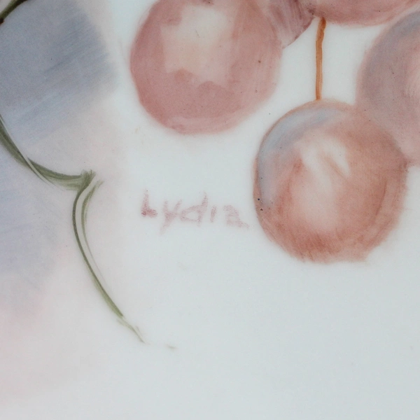 Hand Painted Lydia Ceramic Plate Grapes Leaves Wine Decor 9.25" Wall Plaque