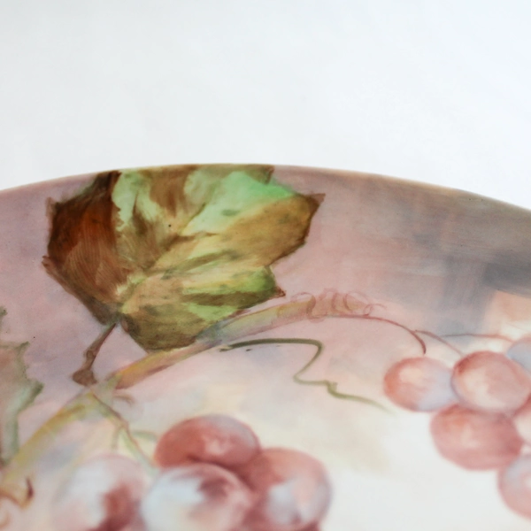 Hand Painted Lydia Ceramic Plate Grapes Leaves Wine Decor 9.25" Wall Plaque