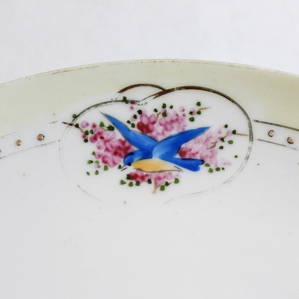 Meito China Hand Painted Birds & Flowers Decorative Plate 9.5" Handles