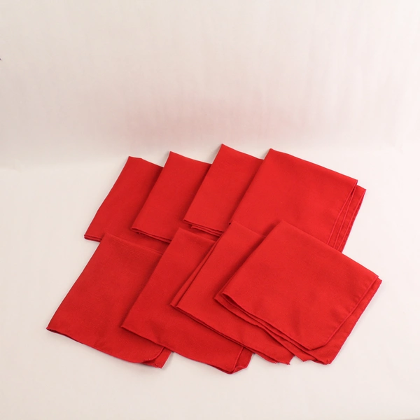 Lot of 8 Solid Red Woven Cloth Napkins 17.5" Square Basket Weave Linens