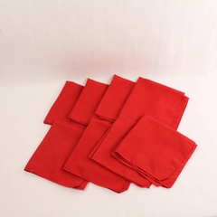 Lot of 8 Solid Red Woven Cloth Napkins 17.5" Square Basket Weave Linens