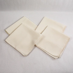 Set of 4 Cream Basketweave Woven Cloth Napkins 17.5" Square Very Good Condition