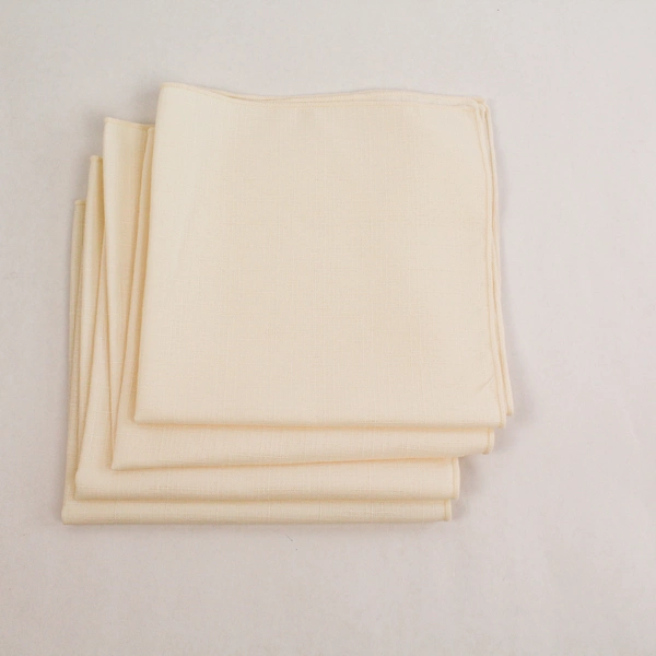 Set of 4 Cream Basketweave Woven Cloth Napkins 17.5" Square Very Good Condition