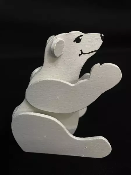 Handmade Wooden Polar Bears Christmas Figurine on Iceberg Shelf Decor