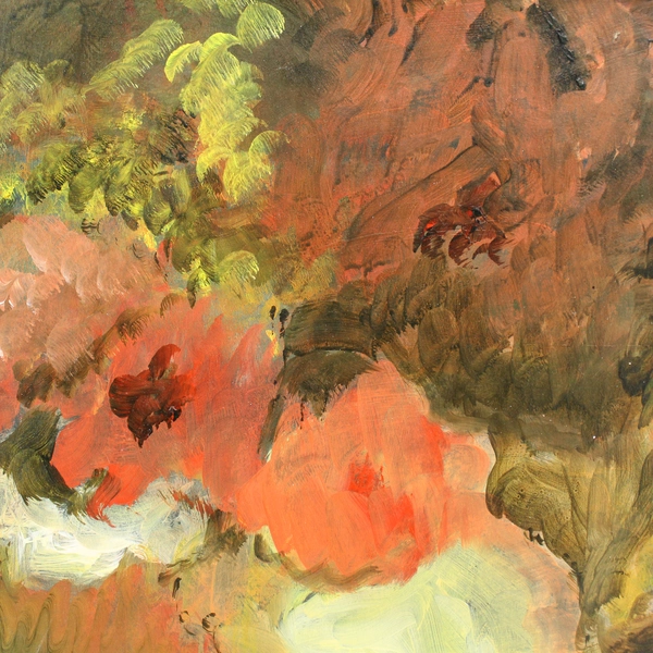 Original Acrylic Painting Abstract Flowers Unknown Artist Wall Art Modern Decor