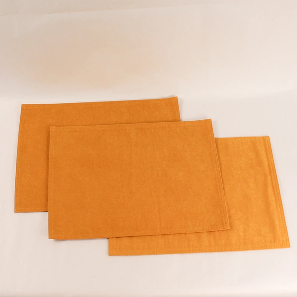 Set of 6 Reversible Brown Gold Faux Suede & Crinkle Fabric Placemats 18x13"
