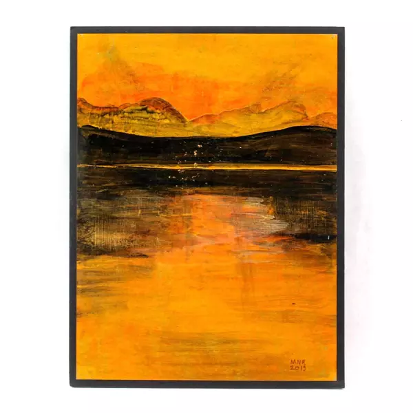 Acrylic Painting by Mary Rash Orange Sunset McMinnville Artist 2013 Signed Art 