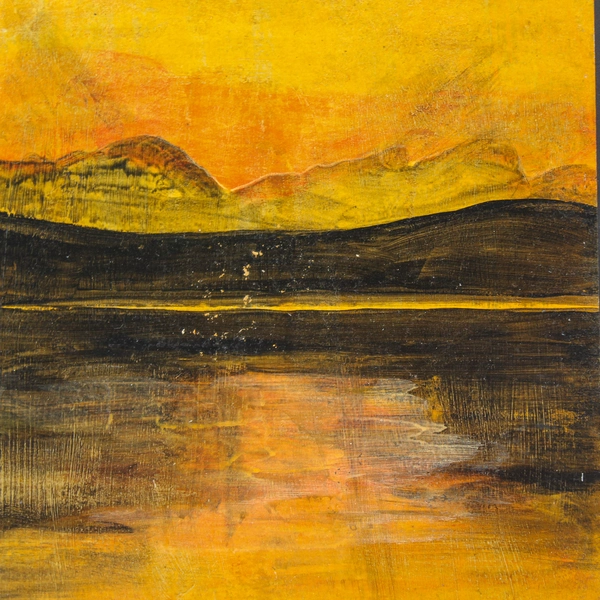 Acrylic Painting by Mary Rash Orange Sunset McMinnville Artist 2013 Signed Art 