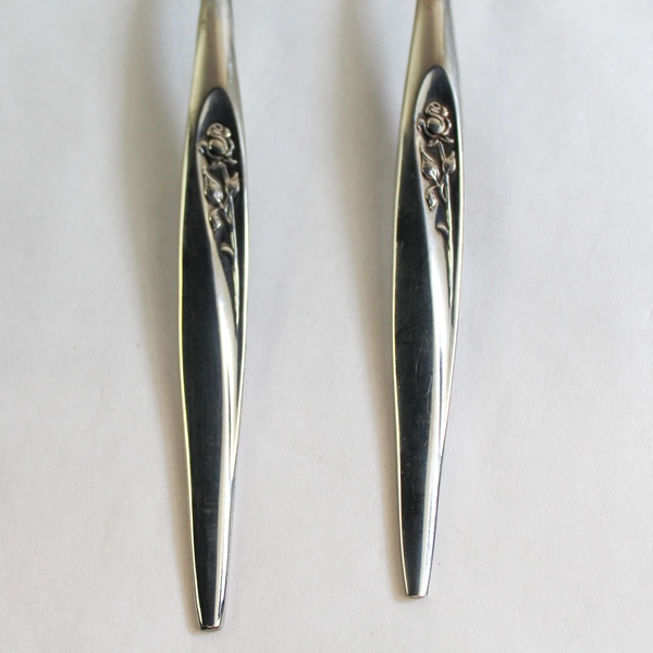 Lot of 2 Vintage Tradition Stainless Gentle Rose Serving Spoons 8.75"