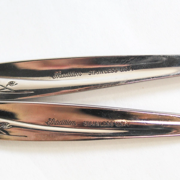 Lot of 2 Vintage Tradition Stainless Gentle Rose Serving Spoons 8.75"