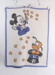 Vintage Disney Mickey Mouse & Pluto Wool Blend Baby Blanket Throw 36.5"