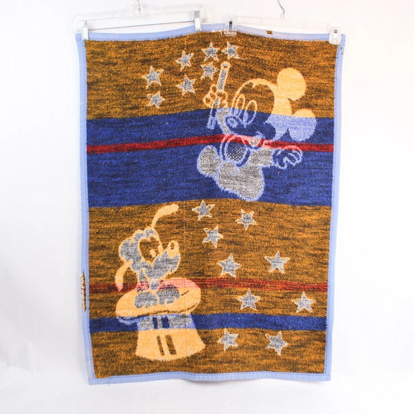 Vintage Disney Mickey Mouse & Pluto Wool Blend Baby Blanket Throw 36.5"
