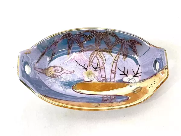 Vintage Nippon Hand Painted Floral Lustreware Dollhouse Serving Platter 3.75"