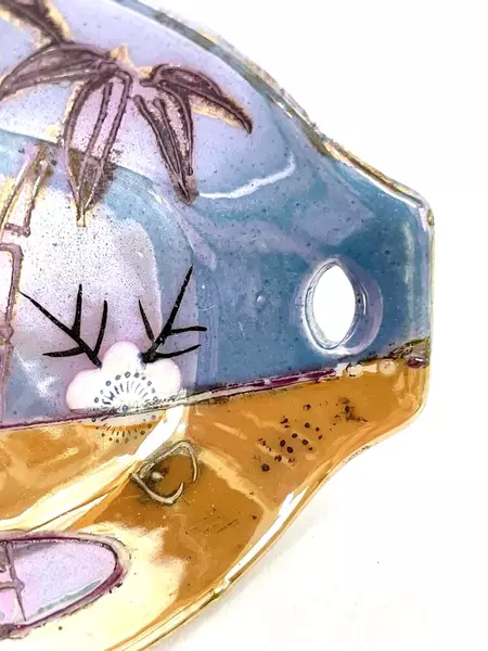 Vintage Nippon Hand Painted Floral Lustreware Dollhouse Serving Platter 3.75"