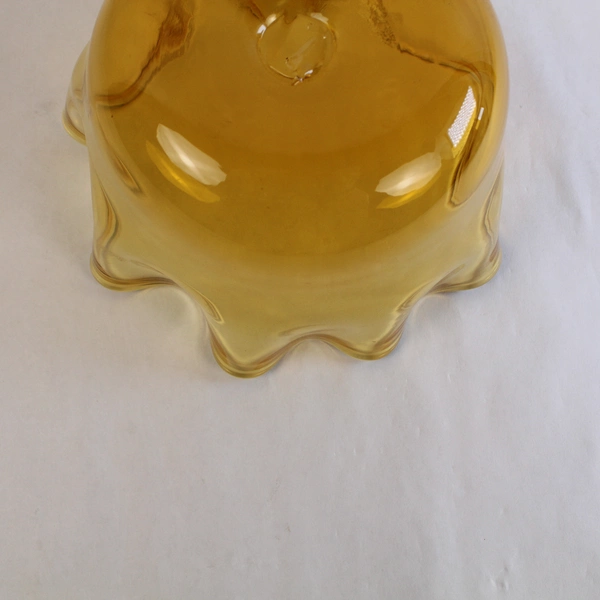 Mid Century Amber Glass Candy Dish Bowl Wavy Edge Decorative Bowl