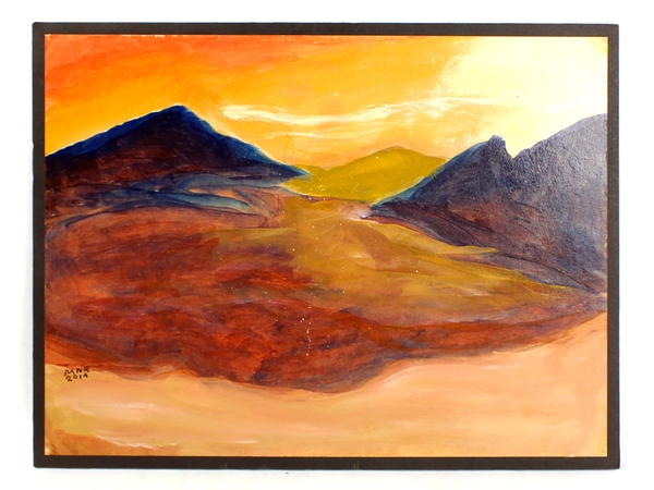 Acrylic Painting by Mary Rash Sunset Mountain McMinnville Artist 2014 Signed Art