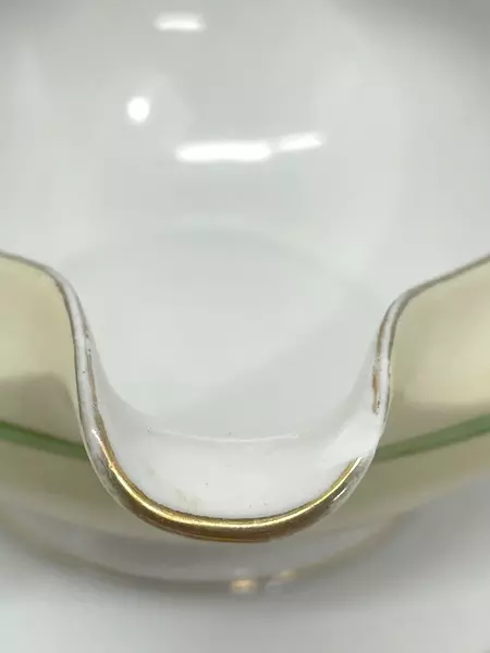 Vintage Porcelain Gravy Boat with Underplate Yellow Floral Pattern Japan