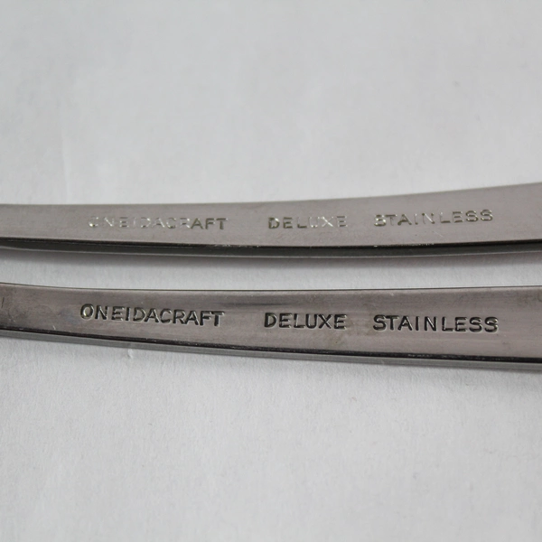 Lot of 2 Vintage Oneidacraft Deluxe Stainless Nordic Crown Serving Spoons 8.5"