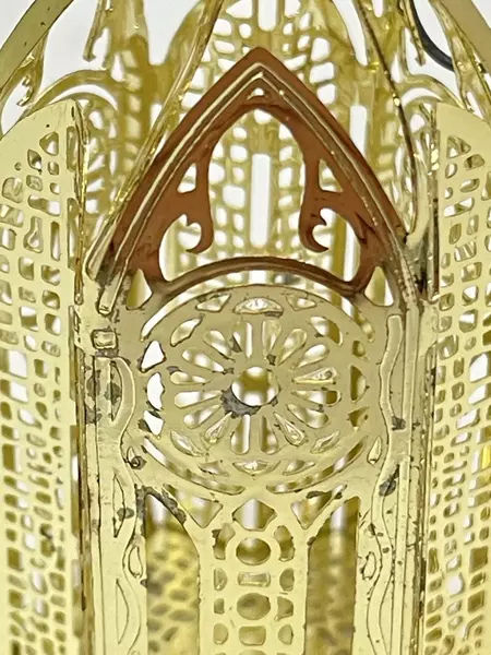 Vintage Mintiques Gold Plated Brass 3D Church Christmas Ornament in Original Box