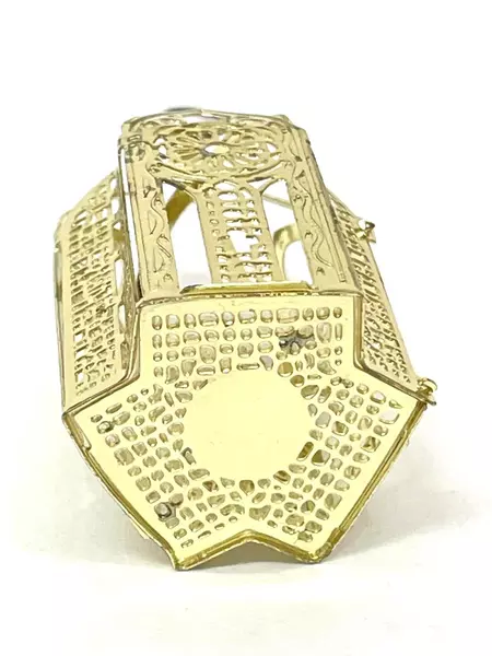 Vintage Mintiques Gold Plated Brass 3D Church Christmas Ornament in Original Box