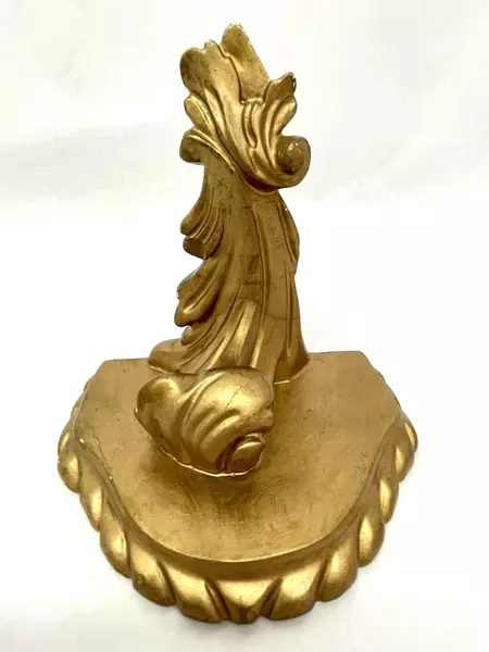 Vintage Gold-Toned Plaster Bookends with Scroll Pattern Pre-Owned Condition