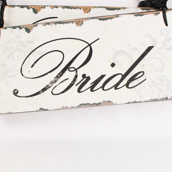 Imax Bride and Groom Distressed Wedding Wood Signs Chair Black Hanger Decor