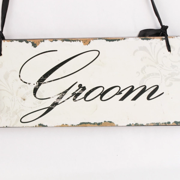 Imax Bride and Groom Distressed Wedding Wood Signs Chair Black Hanger Decor