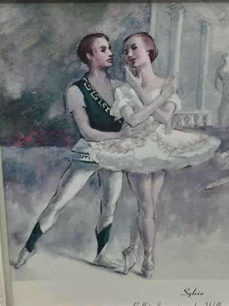 Framed Vintage William Yeiser Ballet Print "Sylvia" Signed Art Decor 8.5x9.75"