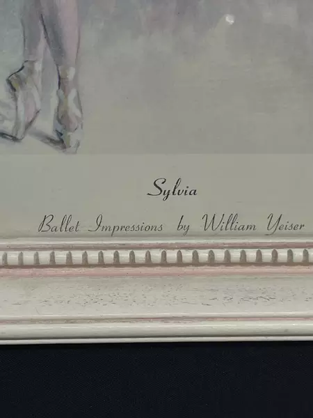 Framed Vintage William Yeiser Ballet Print "Sylvia" Signed Art Decor 8.5x9.75"
